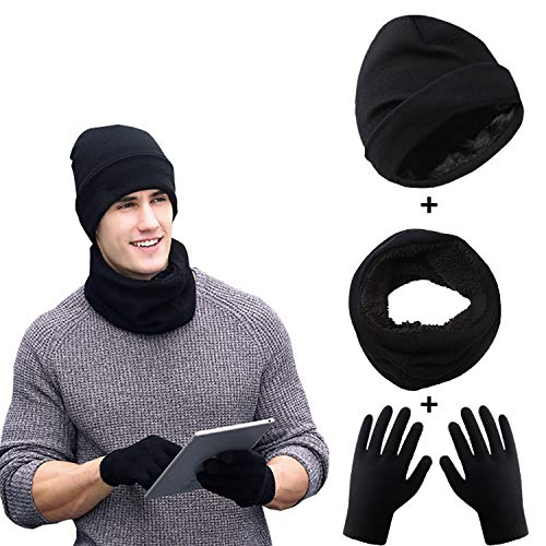 Sportlove, Set de bufanda, gorro y guantes para hombre, Negro, Talla única