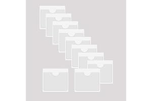 BAIWOAK 10 custodie trasparenti adesive per tasche, in plastica, autoadesive, per carte di indice, pianificatori, armadi, mensole (105 x 100 mm)