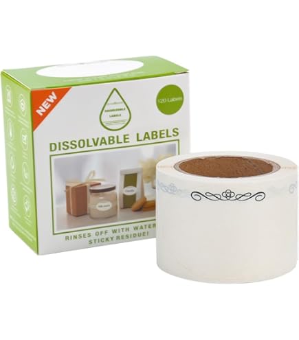 thumbnail image 2 of Hygiplas Dissolvable Food Labels - 250 Pack Roll, 50x75mm, Water Solvable Labels For Kitchen Prep & Food Rotation 2 of 3