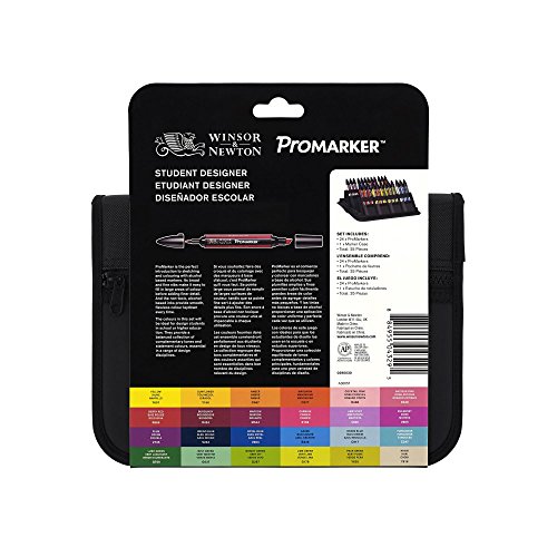 Winsor & Newton ProMarker - Pack de 24 rotuladores de diseño para estudiantes, multicolor