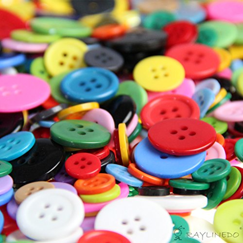 RayLineDo Knöpfe aus Holz für Näh- und Handarbeiten, 1 Packung, R02colorful, 2XPACK