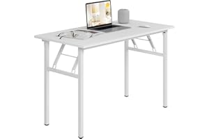 sogesfurniture Biurko składane, 100 x 60 cm, stolik komputerowy, mebel biurowy, stół na komputer, stabilny stół biurowy, stół konferencyjny, składany do domu, biura, na piknik, do ogrodu, kolor biały AC5W-100-SF