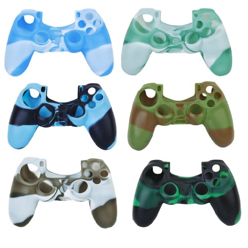 Par De Tapas Joystick Para Sony PlayStation 4 PS4 Mando   Caps for PS4 Controller- Negro Camo De Silicona Cubierta De La Caja Protectora De La Piel Para Sony Playstation 4 PS4 Controlador-negro-azul