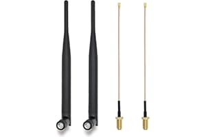 LUNPOEM 2PCS Antenne WiFi, Antennes Omnidirectionnelles 868 MHz SMA Mâle avec Rallonge IPEX 15 cm, Antenne w-ifi Exterieur Gain 3 dBi pour Modules LoRaWAN, ESP32 Lora, IoT, Répéteur WiFi