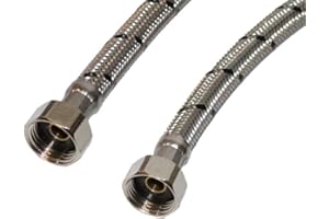 Aumix x2 (Pair) ½” x ½” inch BSP 9mm Bore 500mm Flexible Braided Pipe Kitchen Basin Monobloc Mixer Tap Connector Hose WRAS Approved