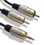Cable Mountain 3m Gold Plated 3.5mm Jack to 2x Phono Plugs Cable