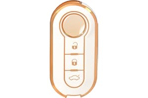 OFFCURVE Custodia Chiavi Auto Guscio Chiave, Cover Chiave Copri Chiavi Telecomando 3 Tasti Adatto per Fiat 500 Lancia Punto Panda Ypsilon Delta Grande Bravo Musa Piega Flip