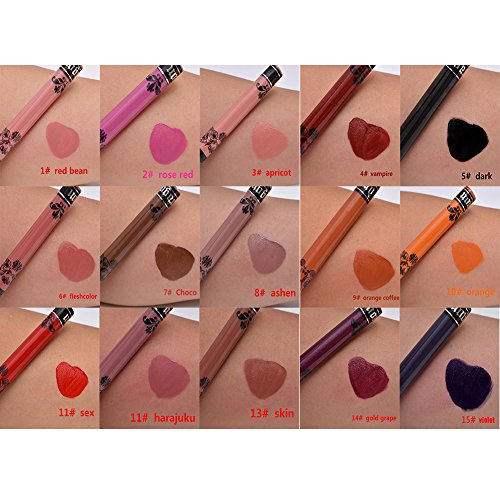 Weisy 15 Farben Langlebig Wasserdicht Matte Liquid Lipstick Pen Lip Gloss Set - 4
