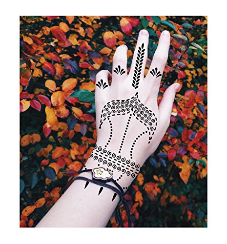 Henna Tattoo Schablone Vorlage 10 Sheet + 2 Henna Golecha Kegel Farbe schwarz Neela 10 Henna Bemalung - 6