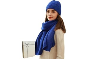 PFLife Hat and Scarf Set for Women Winter Beanie Hat 2PCS with Box Soft Warm Thick Knitted Pom Cap Loop Scarf Gift for Women Neck Warmer Ski Cap Outdoor Chunky