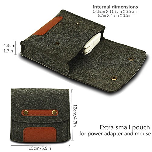 Makion Tragen Filz-Hülse Laptop Tasche Hülle Tasche mit XS Tasche für 13,3-Zoll-MacBook Air / Pro Retina und die meisten 11-13 „Ultrabook Netbook, dunkelgrau Sleeve - 4