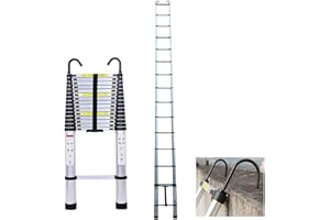 EFAN Échelle Télescopique 6,2m, Echelle Pliante Aluminium avec 2 Crochet Détachables, Multifonction Échelle Télescopique Extensible pour Utilisation Extérieur et Intérieur, Capacité de 330 lbs