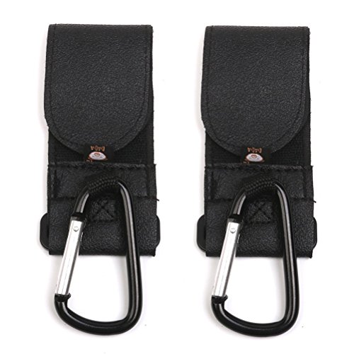 NUOLUX Pram Clip Pushchair Stroller Metal Hanging Clip Hooks 2pcs (Black)