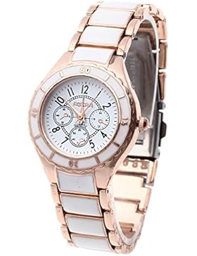 FACILLA® Damen Uhr Armbanduhr Quarzuhren Quarz Kunst Rosegold Weiß Modisch