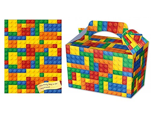 MustBeBonkers 35 x Bricks/Building Blocks Food Boxes WITH Matching Party Loot Bag -