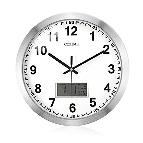 Cozime - Orologio da parete con struttura in metallo argento argent(12inch)