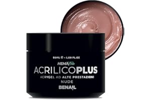 BENAIL PROFESSIONAL Benail | Gel Acrilico Plus Nude, HEMA Free, TPO Free, | Acrigel per Unghie con Dual Form | Gel Ricostruzione Unghie, Acrygel Hema Free Alta Coprenza | Made in Italy (50ML)