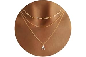 FIOROYAL Collana Iniziale da Donna Oro Collana con Iniziale Multifilo Placcate in Oro 14 Carati Collana Girocollo Ciondolo di Lettera A-Z per Adolescenti e Ragazze