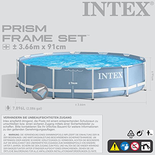 Intex 366×91 cm Schwimmbecken Swimming Pool Schwimmbad Ersatzpool Frame metal 28917 - 3