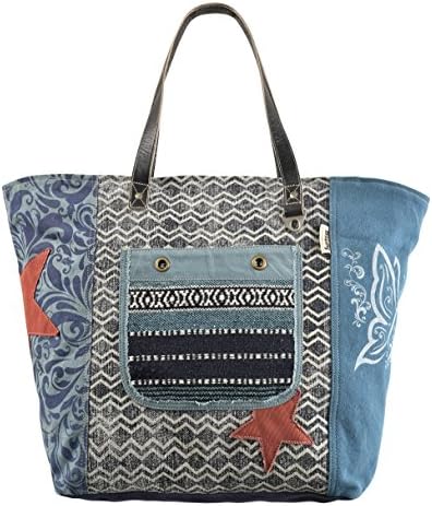 Sunsa Women's Bag Shopper Shoulder Bag Handbag Weekender Tote made of Canvas with Leather