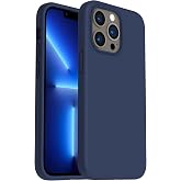 URUCHI iPhone 13 Pro ile Uyumlu Kılıf, İ&ccedil;i Kadife Kaplamalı İnce Sıvı Silikon Tam Koruma Yumuşak Jel Silikon Kapak, Lacivert