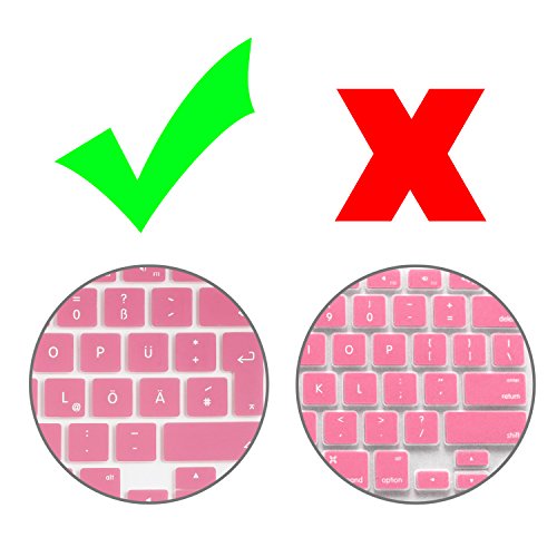 Incutex QWERTZ Silikon Tastaturschutz Tastenschutz Kratzschutz für MacBook (deutsche Tastenfolge) Pink - 5