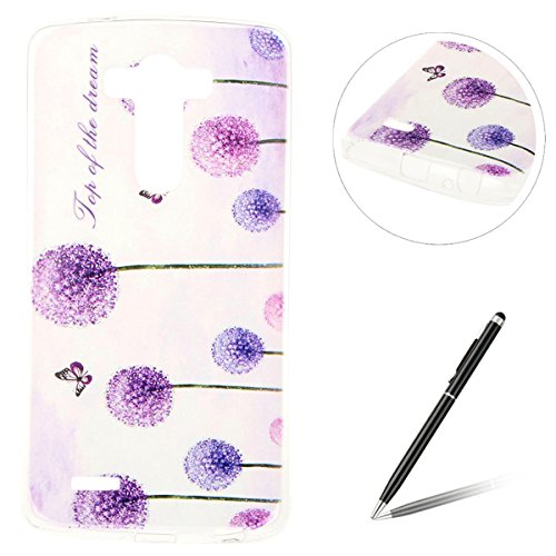 LG G4 Hülle Silikon - Feeltech [Free Black 2 in 1 Stylus Pen] Transparent Weiche Schutzhülle Weicher Flexibel Gel Silikon TPU Hülle ultra dünn Stoßfest Telefon Kasten Schutz Tasche Schutzhülle Durchsichtig Handyhülle Crystal Clear Backcover Bumper Case Schale für LG G4 with Embossed Pattern Design - Purpur