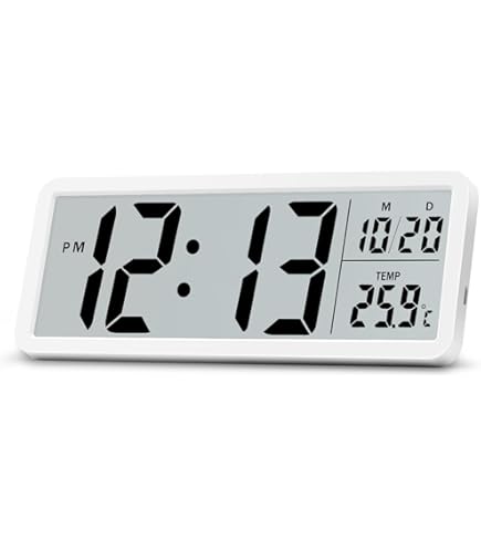 Horloge Murale Radio-pilotée Technoline WS8016 – Grand Écran LCD, Température, Humidité, Date Et Jour – Design Fin Argenté