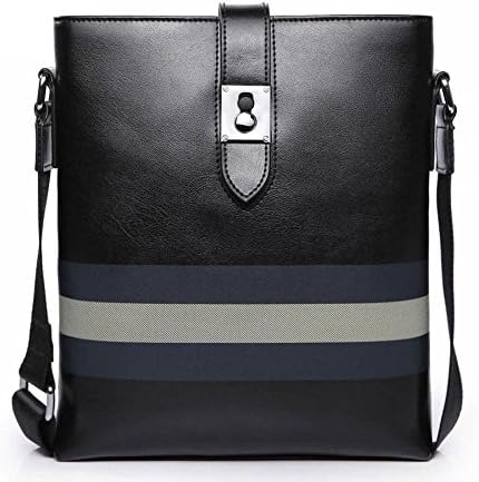 Genuine Leather Lincoln Park Stripe Men Bag Black