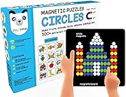 Play Panda Magnetic Puzzles Circles with 250 Colorful Magnets, Magnetic Board, Puzzle Book with 100 Puzzles, D