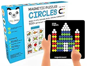 Play Panda Magnetic Puzzles : Circles with 250 Colorful Magnets, Magnetic Board, 100 Puzzles and Display Stand