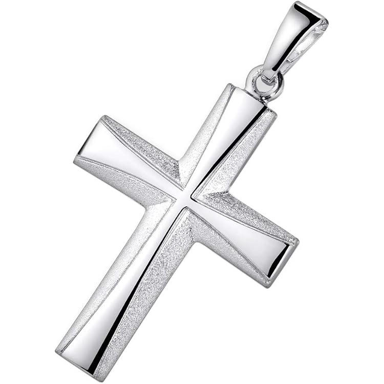 Massiver 925 Sterlingsilber-Anhänger Mit Zirkonia - 3D-Kreuz, Für Herren Und Damen