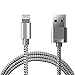 Produktbild PhoneStar lightning zu USB Ladekabel Textil Premium Kabel [HIGH SPEED CHARGING] für iPhone X, 8, 8 Plus, 7, 7 Plus, 6, 6s, 6 Plus, 6s Plus, SE, 5s, 5c, 5, iPad in grau
