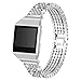 Produktbild 170mm sport Luxus-Kristall-Legierung Ersatz Uhrenarmband armbänder Handschlaufe für Fitbit Ionic,ersatzband armband bracelet fitnessarmband für Fitbit Ionic (Silber)