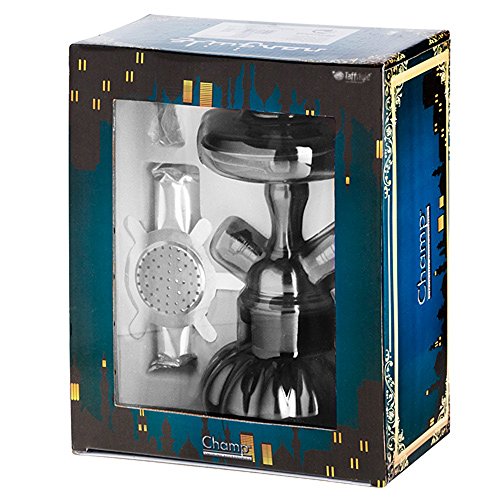 Taffstyle® Orientalische Shisha Einsteigerset Starterset Wasserpfeife Starter Set Starterpaket & Geschenkset Schwarz Grau – Zubehör – Schlauch, 2 Mundstücke, Zange und Kohle Holzkohle 1 Rolle mit 10 Stück - 2