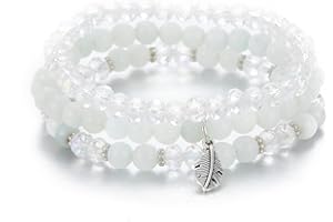 FULU AUTUMN Boho Beaded Bracelet Multi-Layer Crystal Stone Beaded Bracelets for Women Stretch Bracelets Fashion Jewellery Birthday Gifts for Her