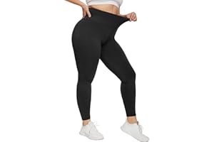 HIPOWER Leggings Damen High Waist Leggins Große Größen Blickdicht Schwarz Sportleggins Lang Bauchweg Plus Size Sporthose Elastische Yoga Pants Laufhose