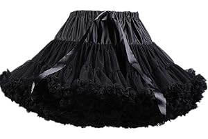 Homipooty Women's Elastic Waist Tulle Petticoat Tutu Party Multi-Layer Puffy Cosplay Skirt Underskirt, Length 40cm, Waist 56-100cm