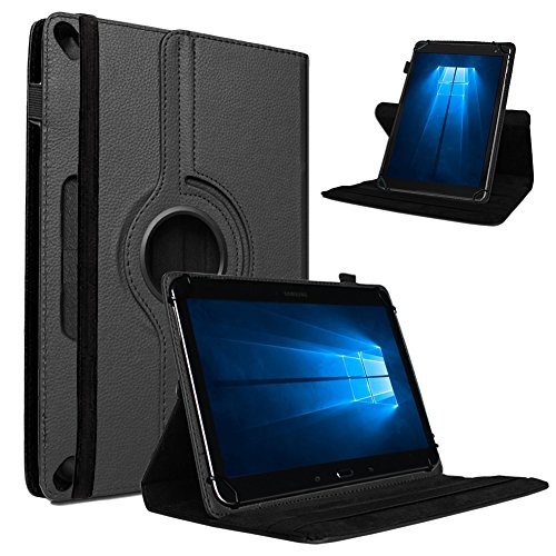 Tablet Schutz Hülle für Vodafone Tab Prime 6 / 7 aus hochwertigem Kunstleder mit Standfunktion 360° Drehbar kombiniert Schutz und Design Cover Case von NAUCI, Farben:Schwarz