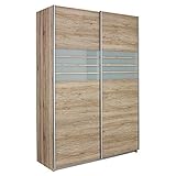 schwebetürenschrank eiche mit spiegel rechts: 1 große Schiebetür / dahinter 1 Kleiderstange, 1 Einlegeböden, höhenverstellbar