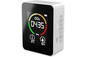 GEEVORKS Détecteur d'air CO2 Détecteur de dioxyde de Carbone Production agricole Moniteur de CO2 à Effet de Serre Noir