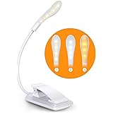 Cocoda Leselampe Buch Klemme, Touch Switch Klemmlampe USB Wiederaufladbar, 7 LEDs Buchlampe mit 3 Farbtemperatur, 360° Flexib