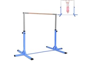 COSTWAY Gymnastics Training Bar, 90-150cm Height Adjustable Horizontal Kip Bars with Non-slip Rubber Pads, Home Gym Sports Equipment for Kids Juniors, 100kg Weight Capacity