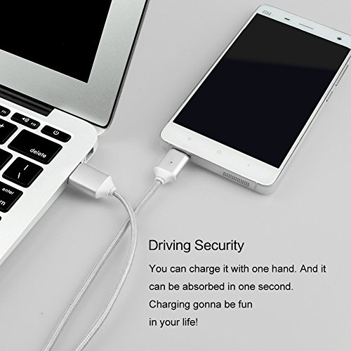 Magnetische Micro USB Kabel Nylon, BeneStellar (2 Pack 2m) High Speed USB 2.0 A Male auf Micro B Magnetische Synchronisations und Ladekabel für Android, Samsung, Huawei, HTC, Sony, Nexus, Xiaomi und mehr(Silber 6ft) - 7