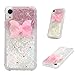 Price comparison product image MOTIKO iPhone Xr Case 3D Glitter Liquid Sparkly Bling Clear Cover Bling Gems TPU Gel Silicone Shockproof Protective Phone Case Cover for iPhone Xr - Pink Bow