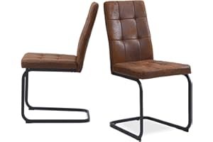 ‎B&D HOME B&D home Esszimmerstühle OLE 2er Set | Küchenstuhl Schwingstuhl Freischwinger Stühle für Küche, Esszimmer, Büro | Industrial modernes Design | Braun, 11101-BRAU-2