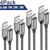 [4Pack 0.5m 1m 2m 3M] 4 Pack Micro USB Handy Datenkabel ist perfekt für jede Gelegenheit, im Hause, im Büro, Auto und alle Aktivitäten draussen geeignet. Keine Sorgen mehr für lange Distanzen von Ihrem Ladekabel.