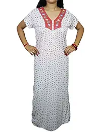 Indiatrendzs Women Nightgown Hosiery Nighty Beautiful Embroidered V-Neck Floral Printed Eveningwear Cool Maxidress