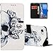 Produktbild HMTECH Für Google Pixel 3A XL Hülle,Für Google Pixel 3A XL Hülle Handyhülle Leder Skull Blumen Flip Case PU Leder Cover Magnet Schutzhülle Tasche Handytasche für Google Pixel 3A XL,YB Black Skull