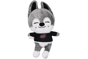 Nesloonp Stray Cuddly Toy, Skz SKZ Plush Bbokari,Skz Stan Stray Cute Plush Doll,Soft Animal Plush Toy Stuffed Pillow Cushion,Gray Wolf Plush Toy,Cartoon Plush Toy for Boys and Girls Fans